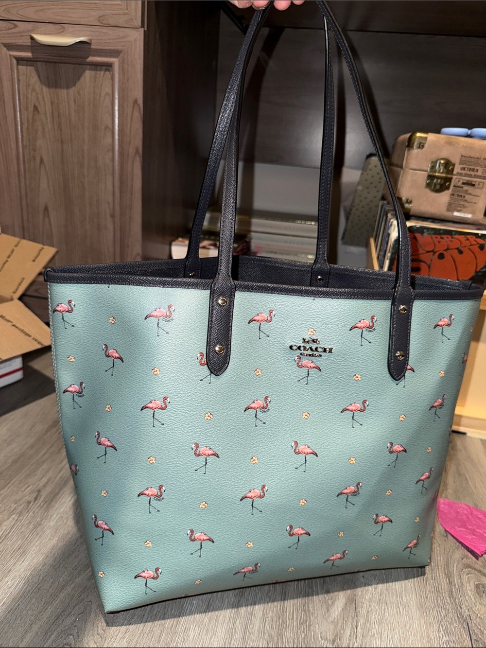 Coach Reversible City Tote with Flamingos (missing baby tag)